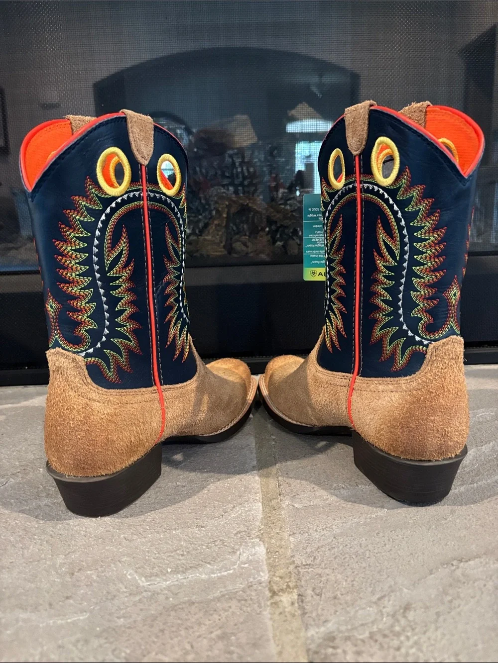 Ariat Derby Monroe Tan Roughout Inkwell Wiggle room,Western Leather Boots